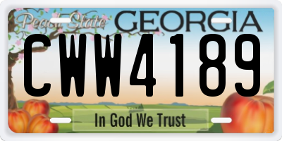 GA license plate CWW4189