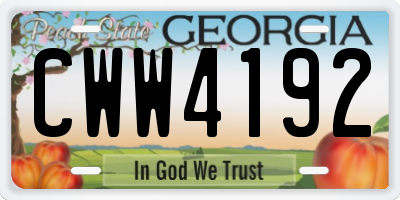 GA license plate CWW4192