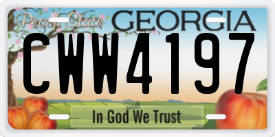 GA license plate CWW4197
