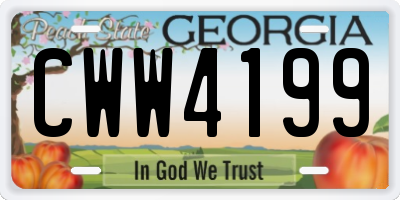 GA license plate CWW4199