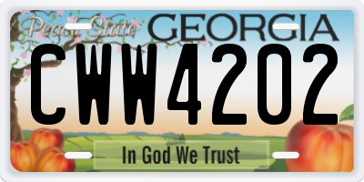 GA license plate CWW4202