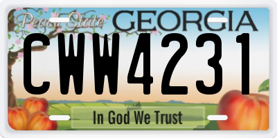 GA license plate CWW4231