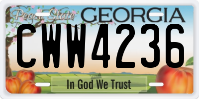 GA license plate CWW4236