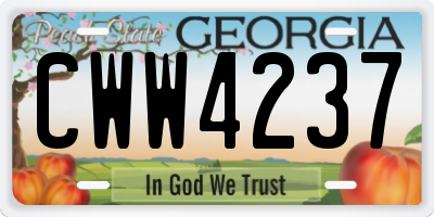 GA license plate CWW4237