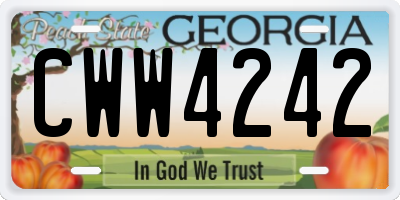 GA license plate CWW4242
