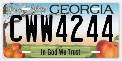 GA license plate CWW4244
