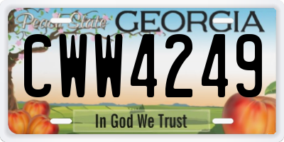 GA license plate CWW4249
