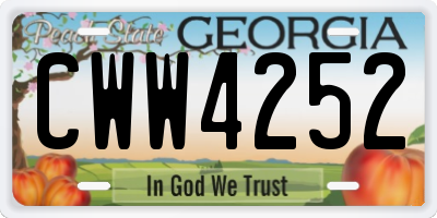 GA license plate CWW4252