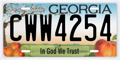 GA license plate CWW4254
