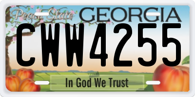 GA license plate CWW4255