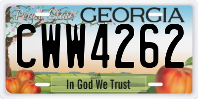 GA license plate CWW4262