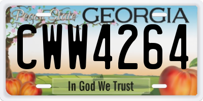 GA license plate CWW4264