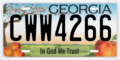 GA license plate CWW4266