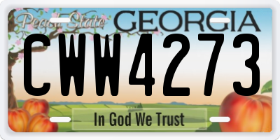 GA license plate CWW4273