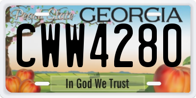GA license plate CWW4280