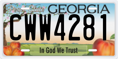 GA license plate CWW4281