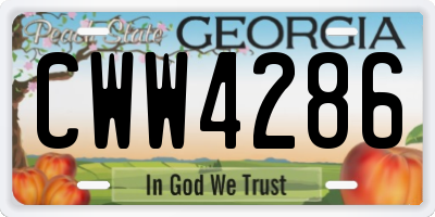 GA license plate CWW4286