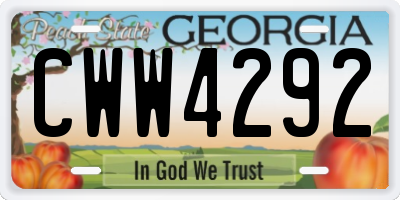 GA license plate CWW4292