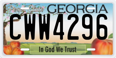 GA license plate CWW4296