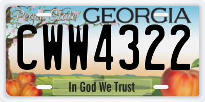 GA license plate CWW4322