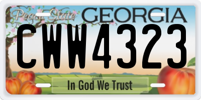 GA license plate CWW4323
