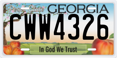 GA license plate CWW4326