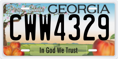 GA license plate CWW4329