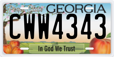 GA license plate CWW4343
