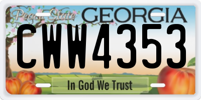 GA license plate CWW4353