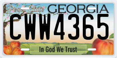GA license plate CWW4365