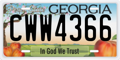 GA license plate CWW4366