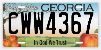 GA license plate CWW4367
