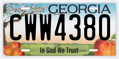 GA license plate CWW4380