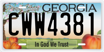 GA license plate CWW4381