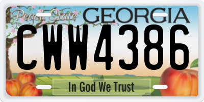 GA license plate CWW4386