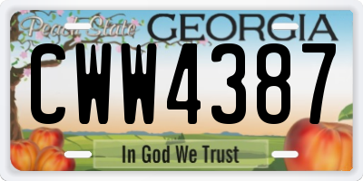 GA license plate CWW4387