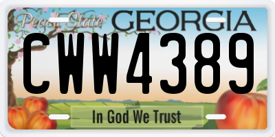 GA license plate CWW4389