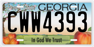 GA license plate CWW4393