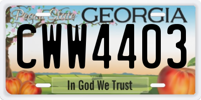 GA license plate CWW4403