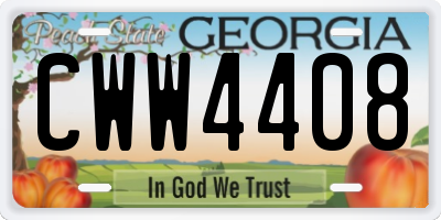 GA license plate CWW4408