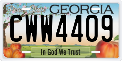 GA license plate CWW4409