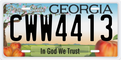 GA license plate CWW4413