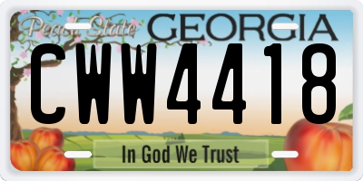 GA license plate CWW4418