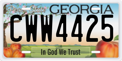 GA license plate CWW4425