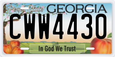 GA license plate CWW4430
