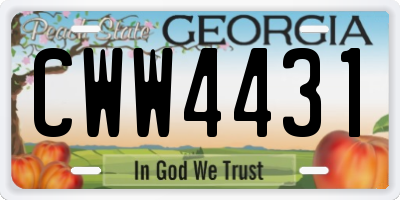 GA license plate CWW4431