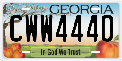 GA license plate CWW4440
