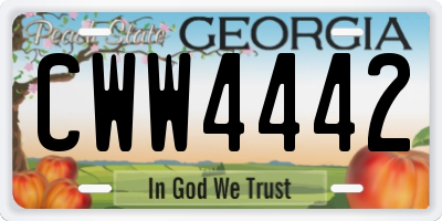 GA license plate CWW4442
