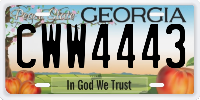 GA license plate CWW4443