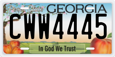 GA license plate CWW4445